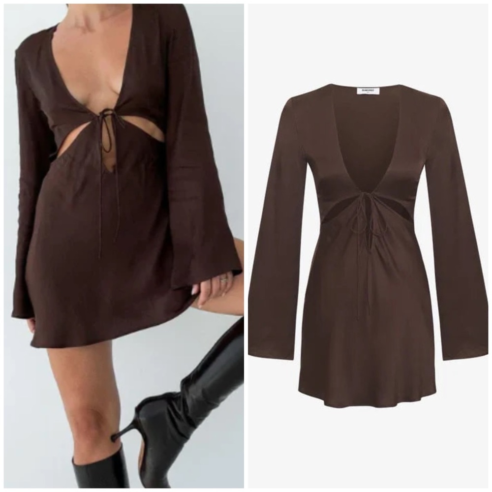 Rumored High Hopes Mini Dress Brown Size XS